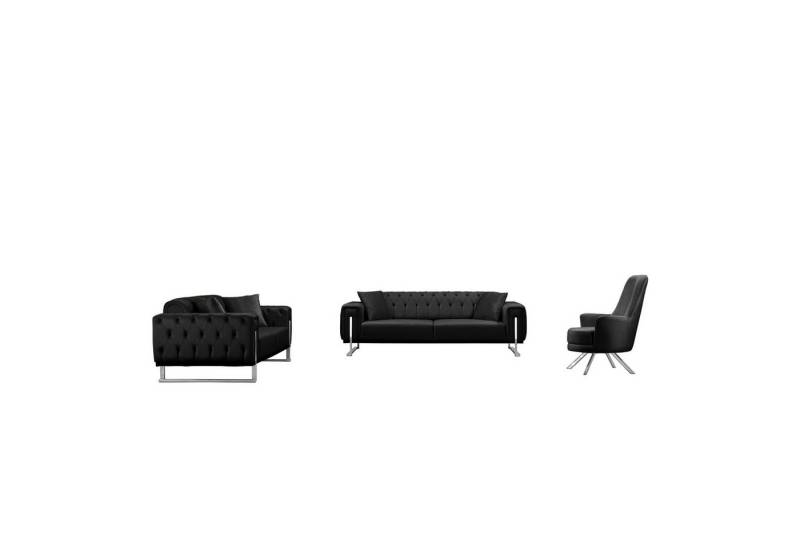 BENEDO MÖBEL Sofa Harmony mit Metall-Kufen in Chrom-farben, Spar-Set, 3-Sitzer mit Bettfunktion von BENEDO MÖBEL