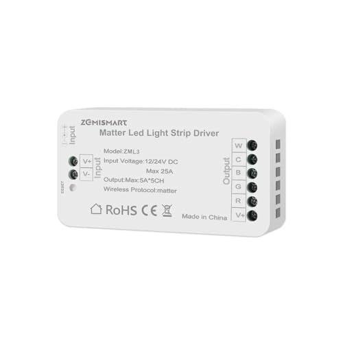 BENEXMART Matter Over WiFi, LED-Lichtstreifen, RGBCW, Smart-LED-Treiber, unterstützt Smartthings Alexa, Google Home App-Steuerung, ZML1-SLD von BENEXMART