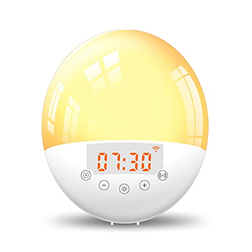 BENEXMART WiFi Smart Sunrise Wecker Tuya Wake-Up Light mit 6 Farben LED Digital Touch Clock Timing Snooze Sprachsteuerung (1909 series) von BENEXMART