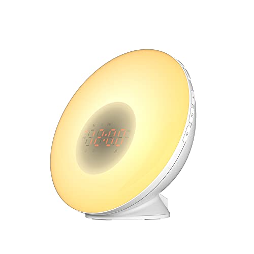 BENEXMART WiFi Smart Sunrise Wecker Tuya Wake-Up Light mit 6 Farben LED Digital Touch Clock Timing Snooze Sprachsteuerung (2011 series) von BENEXMART