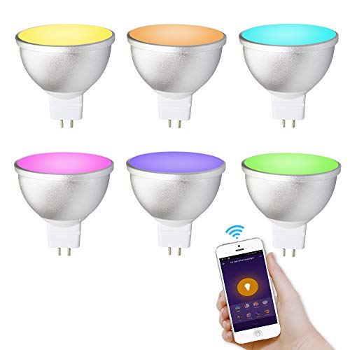 Benexmart GU5.3 LED-Leuchtmittel, MR16, 12 V, WiFi, Alexa, Google Home Assistent, IFTTT Tuya Smart Life APP Fernbedienung, RGB LED Licht Dimmer Lampe, weiß, GU5.3, 5.00W von BENEXMART