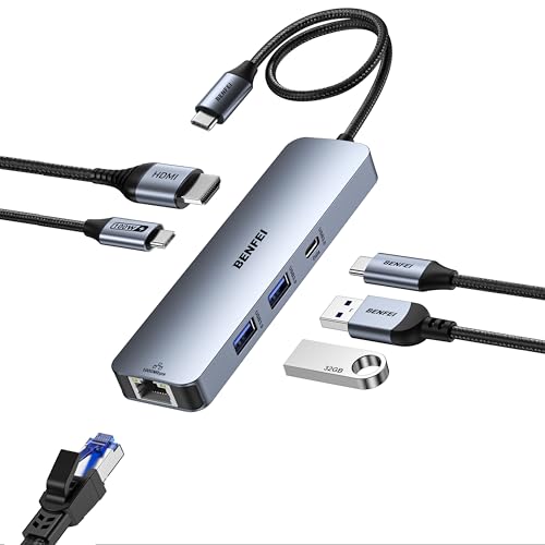 BENFEI 6IN1 USB C Hub mit HDMI 4k@60HZ/PD 100W/ Gigabit Ethernet/ 1*USB C+2*USB A Datenports 5Gbps, USB C Dock USB C Adapter Multiportadapter für MacBook Pro/Air iPad Pro iMac iPhone 15 Pro/Pro Max BENFEI 6IN1 USB C Hub mit HDMI 4k@60HZ/PD 100W/ Gigabit Ethernet/ 1*USB C+2*USB A Datenports 5Gbps, USB C Dock USB C Adapter Multiportadapter für MacBook Pro/Air iPad Pro iMac iPhone 15 Pro/Pro Max von BENFEI