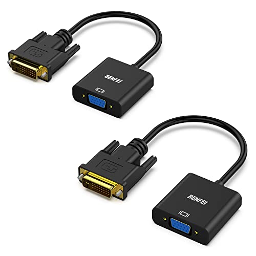 BENFEI Aktiv DVI-D 24+1 auf VGA Adapter, 2 Stück Unidirektional DVI-D Computer auf VGA Monitor Konverter (Stecker auf Buchse) Full HD 1080p 60Hz für Computer Desktop Laptop PC Monitor Projektor HDTV von BENFEI