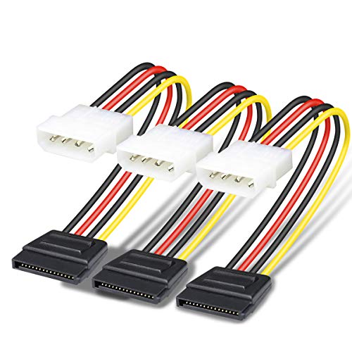 BENFEI Molex 4 Pin auf SATA 15 Pin Stromkabel (SATA 15 Pin auf Molex 4 Pin), 25 cm, 3 Stück von BENFEI