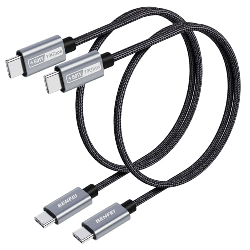 BENFEI New Silikon USB C Ladekabel (30CM 2Stück 10Gbps 60W), USB C auf USB C Kabel Schnellladeleistung für iPhone 15 Plus/15 Pro Max MacBook Pro iPad Pro Air 4 Samsung Galaxy S23+ S22 S21 Ultra von BENFEI