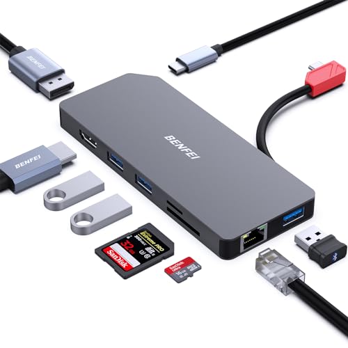 BENFEI USB C Docking Station 9-in-1, USB C MST Hub mit HDMI DisplayPort Dual Monitor 4K@60HZ/3*USB A/1*USB C 10Gbps+100W PD/SD/TF Kartenleser/1*Ethernet 1000 Mbps kompatibel MacBook Pro/Air 2023 iMac BENFEI USB C Docking Station 9-in-1, USB C MST Hub mit HDMI DisplayPort Dual Monitor 4K@60HZ/3*USB A/1*USB C 10Gbps+100W PD/SD/TF Kartenleser/1*Ethernet 1000 Mbps kompatibel MacBook Pro/Air 2023 iMac von BENFEI