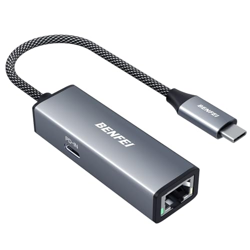 BENFEI USB C auf Ethernet Gigabit Adapter 100W PD, USB C (Thunderbolt 3/4) auf RJ45 Netzwerk LAN 1Gbps mit Stromversorgung, kompatibel mit iPhone 15 Pro/Max MacBook Pro/Air 2023 iPad Pro iMac von BENFEI