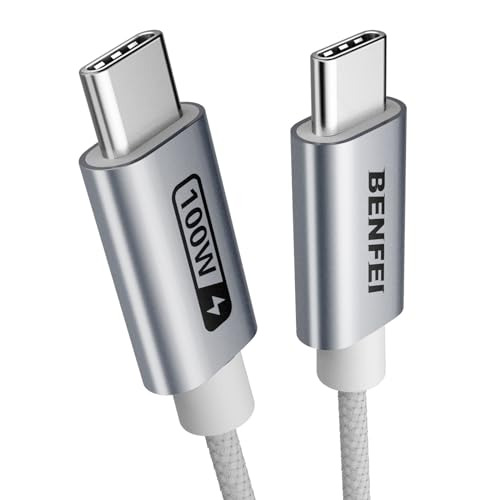 BENFEI USB C auf USB C Silikon Kabel 100W PD 1M [Aluminiumgehäuse, gewebtes Design, kein Verknoten]，USB-C Ladekabel für iPhone 15/15Pro/15Plus/15ProMax MacBook Pro/iPad Pro 2023 Galaxy S23+/S23 von BENFEI