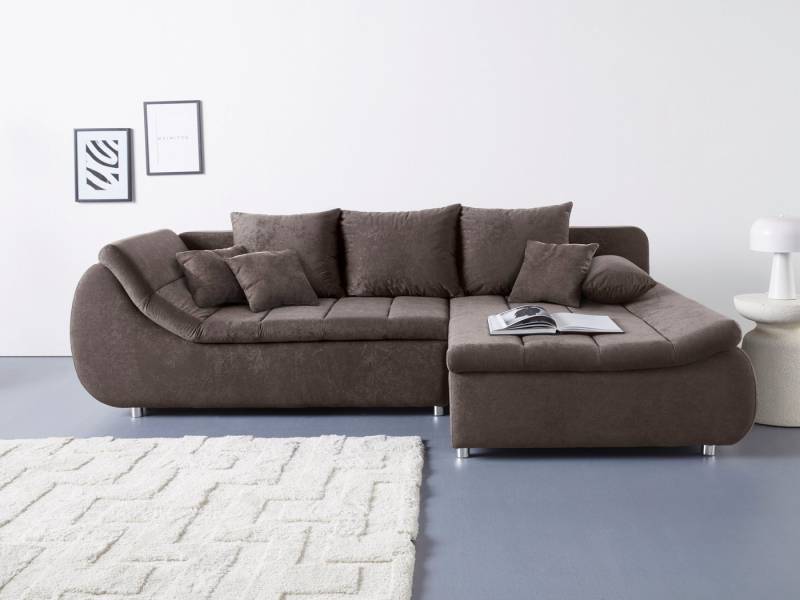 INOSIGN Ecksofa Imola, elegant und modern, aktuelle Steppung im Sitz, bequem, L-Form, frei im Raum stellbar, wahlweise mit Bettfunktion und Bettkasten von INOSIGN