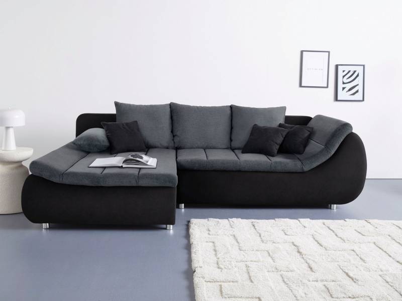 INOSIGN Ecksofa Imola, elegant und modern, aktuelle Steppung im Sitz, bequem, L-Form, frei im Raum stellbar, wahlweise mit Bettfunktion und Bettkasten von INOSIGN