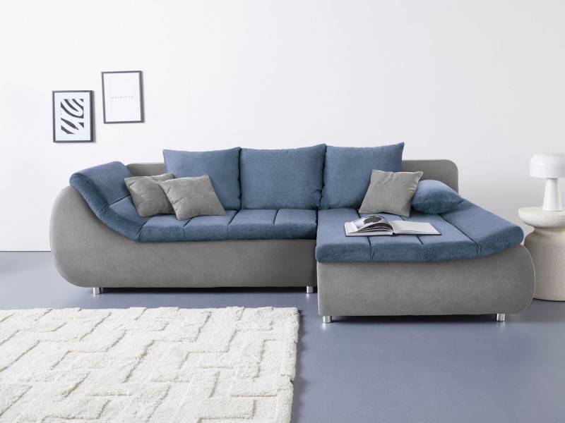 INOSIGN Ecksofa Imola, elegant und modern, aktuelle Steppung im Sitz, bequem, L-Form, frei im Raum stellbar, wahlweise mit Bettfunktion und Bettkasten von INOSIGN