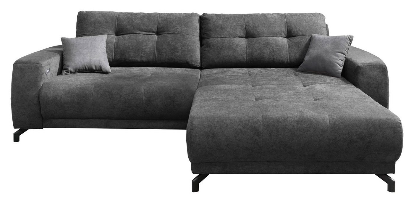 BENFORMATO HOME COLLECTION Sofa MERLIN, Anthrazit, Flachgewebe, elektrische Sitztiefenverstellung, BxHxT 272 x 87 x 174 cm von BENFORMATO HOME COLLECTION