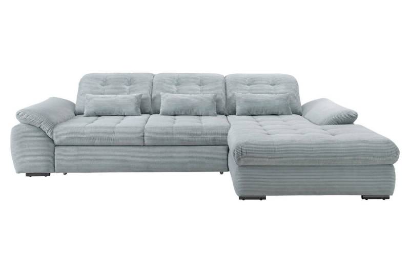 Ecksofa RIGATTI, Aqua, Cordbezug, Kopfteilverstellung, manuelle Sitztiefenverstellung, Bettkasten, B 314 x H 104 x T 184 cm von OTTO
