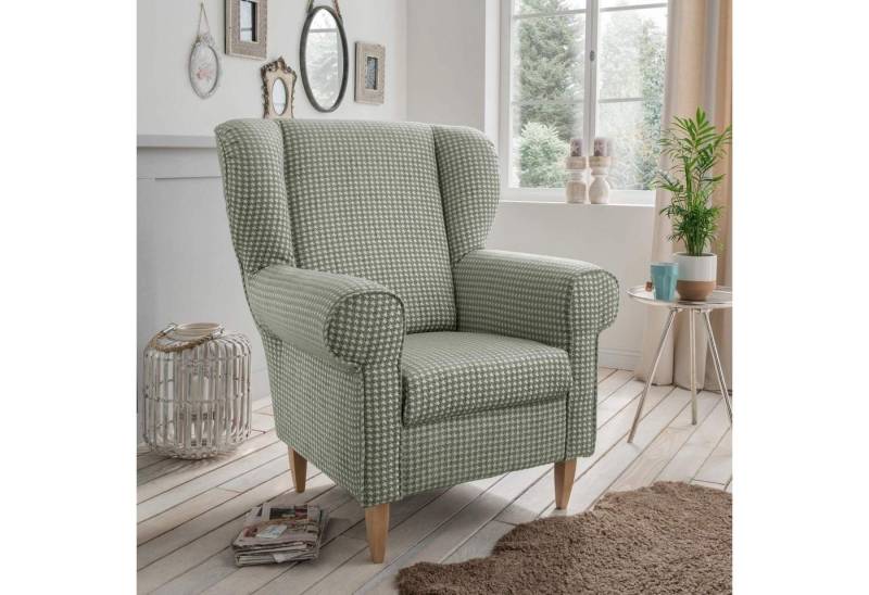 Trendmöbel24 Loungesessel Polstersessel Ohrensessel AVERSA Stoff Talento Olivgrün von Trendmöbel24