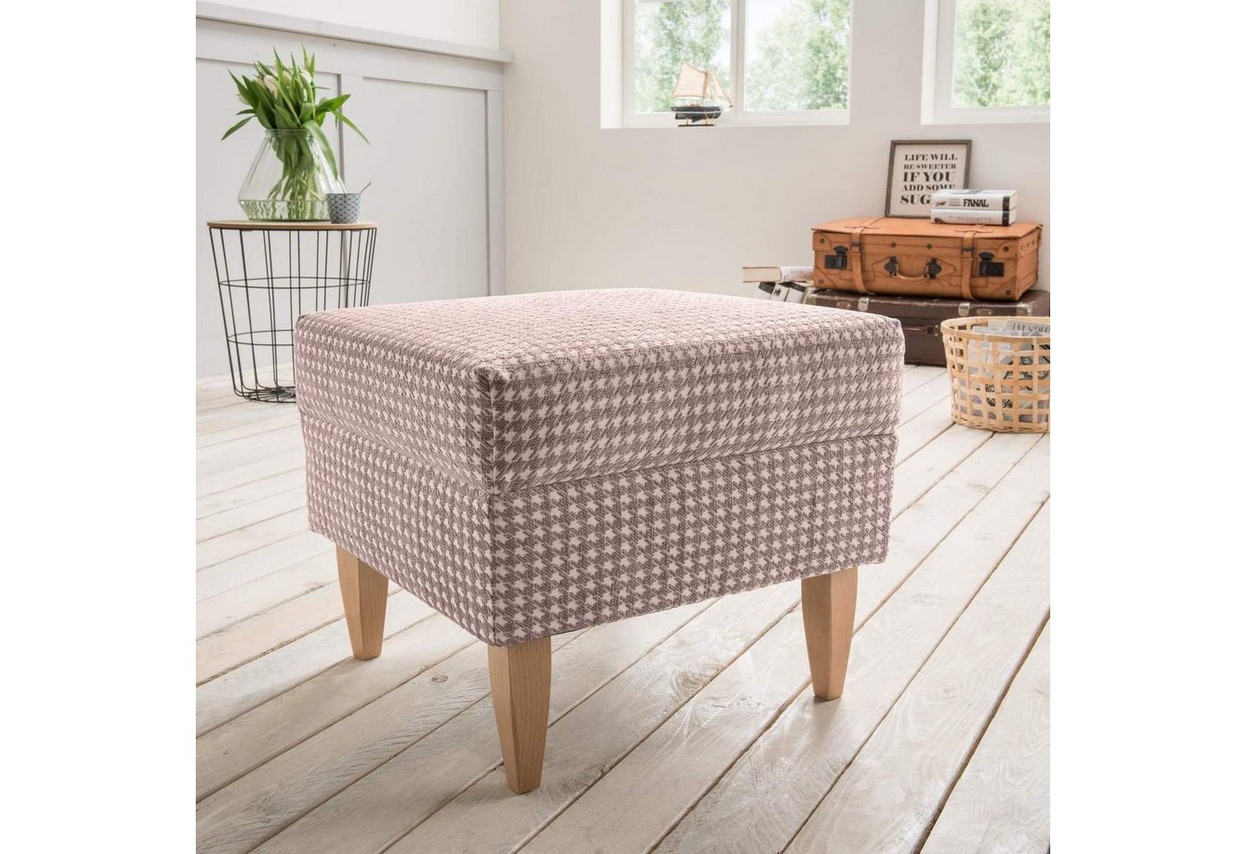 BENFORMATO HOME COLLECTION Polsterhocker Hocker für Ohrensessel AVERSA Stoff Talento Flamingo von BENFORMATO HOME COLLECTION