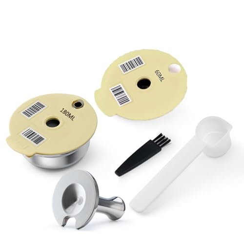 BENFUCHEN 60 ml/180 ml, nachfüllbar, Edelstahl, Kaffeekapsel, Körper, Deckel, für Tassimo Bosch, wiederverwendbar, Kaffeemaschine, Filterbox, Espresso-Box (180 ml Pod & 60 ml Lid) von BENFUCHEN