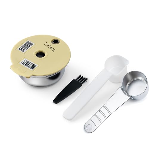BENFUCHEN Filterset und Löffel aus Edelstahl für nachfüllbare Kaffeekapseln Tassimoo Bosch TAS Vivy Series (60ml oder 180ml oder 200ml oder 220ml) (180ml & Löffel) von BENFUCHEN