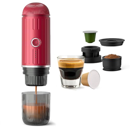 BENFUCHEN Tragbare Espressomaschine für Reisen, USB-C Aufladung, Selbstheizender Elektrischer Espressokocher, 19 Bar Mini Kaffeemaschine Unterwegs Für Camping & Wandern Für Gemahlenen Kaffee & von BENFUCHEN