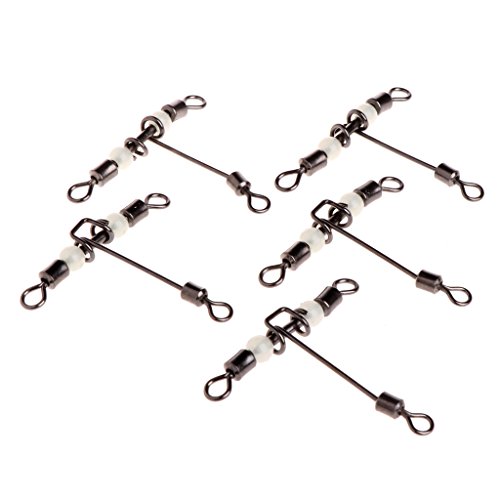 BENGKUI Fishing Swivel, 5 Stück 3-Wege-T-förmiger Roll-Wirbel mit Perlen Fishing Swivels Connector 1/0 * 1 von BENGKUI
