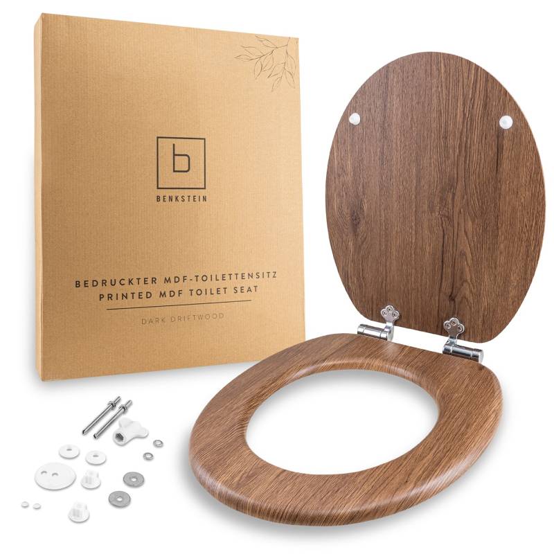 Bedruckter Premium-Toilettendeckel - dunkles Treibholz von BENKSTEIN