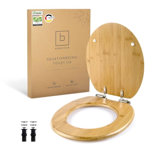 Benkstein® Toilettendeckel mit Absenkautomatik Bambus – antibakterieller WC Sitz – Quick-Release zur einfachen Reinigung – einfache Montage – robust & nachhaltig – Klodeckel aus Holz – abnehmbar von BENKSTEIN