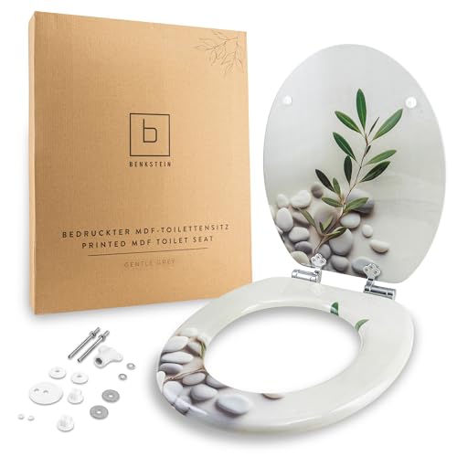 Benkstein® Toilettendeckel mit Absenkautomatik Soft Grey – antibakterieller WC Sitz – Quick-Release zur einfachen Reinigung – einfache Montage – Duroplast – abnehmbar – bis 150 kg belastbar von BENKSTEIN