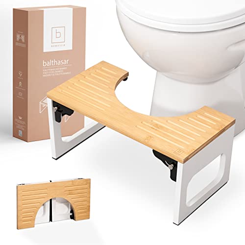 Benkstein Toilettenhocker Erwachsene - Toilettenhocker Holz - Klohocker Toiletten Hocker - WC Hocker Toilette Bambus - Tritthocker - Toilettenhocker klappbar - WC Hocker Erwachsene von BENKSTEIN