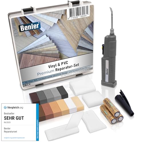 Vinylboden Reparaturset - Profi Set, Pvc Reparaturset, Vinyl Reparaturset für Pvc Bodenbelag, Laminat Reparaturset, Parkett Reparaturset, Hartwachs Reparaturset, Arbeitsplatte Reparaturset von BENLER