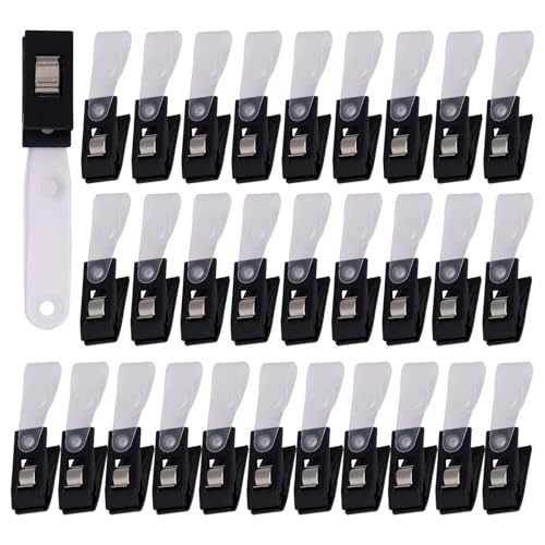 BENLIUDH 30 Stück Gartenflaggen-Clips gegen Wind, Fahnenmast-Hardware-Clip für Hof, Garten, kleine Flaggenständer (schwarz) von BENLIUDH