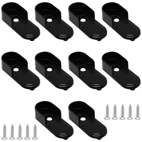 BENLIUDH Ovale Schrankstangen-Endstützen, robuste Schrankstangenhalterung mit Befestigungslöchern und Schraube, für 15 mm x 30 mm ovale Stangen, schwarz, 10 Stück BENLIUDH Ovale Schrankstangen-Endstützen, robuste Schrankstangenhalterung mit Befestigungslöchern und Schraube, für 15 mm x 30 mm ovale Stangen, schwarz, 10 Stück von BENLIUDH