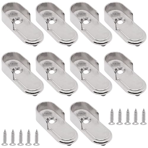 BENLIUDH Ovale Schrankstangen-Endstützen, robuste Schrankstangenhalterung mit Befestigungslöchern und Schraube, für 15 mm x 30 mm ovale Stangen, silberfarben, 10 Stück BENLIUDH Ovale Schrankstangen-Endstützen, robuste Schrankstangenhalterung mit Befestigungslöchern und Schraube, für 15 mm x 30 mm ovale Stangen, silberfarben, 10 Stück von BENLIUDH