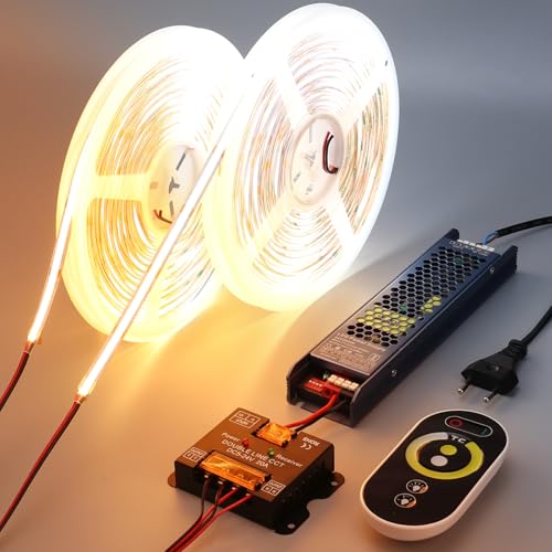 BENLUN 24V CCT COB LED Streifen Dimmbar 20M (10M X 2), LED Strip 2700K-6500K Weiß Selbstklebend, LED Band 10W/M CRI 93, mit Fernbedienung und Netzteil, für Zimmer Decoration, Küche von BENLUN