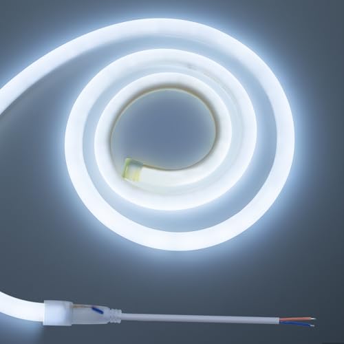 BENLUN 360 Grad Neon LED Strip 5M, 24V 6500K Kaltweiss LED Streifen Outdoor Wasserdicht, Flexibles LED Band 8W/M, Lichtband für Garten, Innenhof (Produkt ohne Netzteil) BENLUN 360 Grad Neon LED Strip 5M, 24V 6500K Kaltweiss LED Streifen Outdoor Wasserdicht, Flexibles LED Band 8W/M, Lichtband für Garten, Innenhof (Produkt ohne Netzteil) von BENLUN
