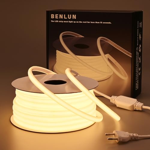 BENLUN AC 220V COB LED Streifen Aussenbereich 20M, 3000K Warmweiß LED Strip Outdoor Wasserdicht, LED Band 200W CRI 90+ 230V Direktanschluss für Zimmer und Außen Dekoration Beleuchtung BENLUN AC 220V COB LED Streifen Aussenbereich 20M, 3000K Warmweiß LED Strip Outdoor Wasserdicht, LED Band 200W CRI 90+ 230V Direktanschluss für Zimmer und Außen Dekoration Beleuchtung von BENLUN