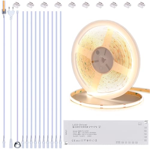 BENLUN 12V COB LED Strip Unterschrank Beleuchtung Küche 10M, Schneidbar 4000K Naturweiß LED Streifen Selbstklebend mit Dimmer und Netzteil für Schrankbeleuchtung, Akustikpaneele, Schrank BENLUN 12V COB LED Strip Unterschrank Beleuchtung Küche 10M, Schneidbar 4000K Naturweiß LED Streifen Selbstklebend mit Dimmer und Netzteil für Schrankbeleuchtung, Akustikpaneele, Schrank von BENLUN