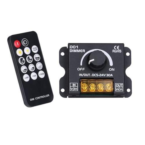 BENLUN DC 5V-24V 30A RF LED Dimmer, LED Switch Controller mit ON/Off Knopfschalter und Fernbedienung, für COB 5050 2835 LED Streifen Einzelne Farbe Helligkeitseinstellung BENLUN DC 5V-24V 30A RF LED Dimmer, LED Switch Controller mit ON/Off Knopfschalter und Fernbedienung, für COB 5050 2835 LED Streifen Einzelne Farbe Helligkeitseinstellung von BENLUN