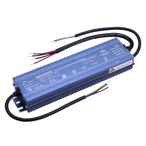 BENLUN Konstantspannung LED Trafo 24V Dimmbar, LED Netzteil 8,5A 200W, Treiber AC 230V auf DC 24V, Doppelseitiges Triac Dimmen, LED Driver Outdoor Wasserdichter IP67 für Streifen BENLUN Konstantspannung LED Trafo 24V Dimmbar, LED Netzteil 8,5A 200W, Treiber AC 230V auf DC 24V, Doppelseitiges Triac Dimmen, LED Driver Outdoor Wasserdichter IP67 für Streifen von BENLUN