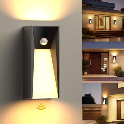 BENMA 18W Wandlampe mit Bewegungsmelder Außen/Innen, LED Wandleuchte Innen Up Down Wasserdicht IP65, Geeignet für Treppen, Küche, Wohnzimmer, Schlafzimmer, Garten - Warmweiß 3000K von BENMA