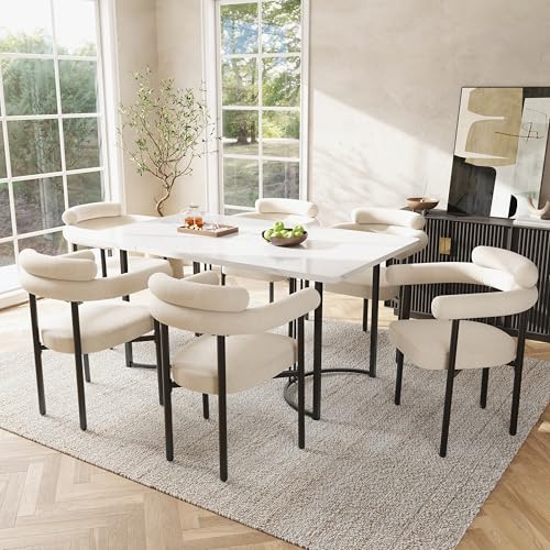 BENMWS Esszimmerstühle-4,Moderne Schlichte Esszimmerstühle,Wildlederstoff,Bequeme Ringsitze,geeignet für Esszimmer,Wohnzimmer und Arbeitszimmer,in Mehreren Farben erhältlich (Cremefarbene,70x80cm) von BENMWS