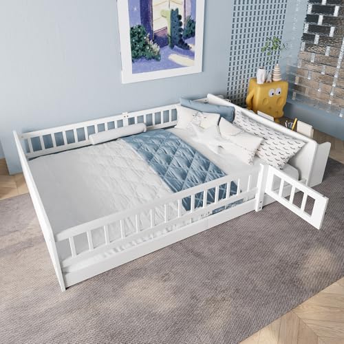 BENMWS Holzbett,140x200cm,Kinderbett,Kiefernholz,Offenes Lager,Einlegeböden,zu öffnendes Gehäuse,ohne Matratze,Weiß BENMWS Holzbett,140x200cm,Kinderbett,Kiefernholz,Offenes Lager,Einlegeböden,zu öffnendes Gehäuse,ohne Matratze,Weiß von BENMWS