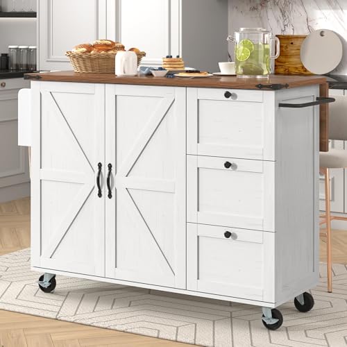 BENMWS Kücheninsel,Servierwagen mit ausziehbarer Arbeitsplatte,Küchentrolley,Speisewagen mit Holzmaserung,mit Zwei Türen und DREI Schubladen,Beige BENMWS Kücheninsel,Servierwagen mit ausziehbarer Arbeitsplatte,Küchentrolley,Speisewagen mit Holzmaserung,mit Zwei Türen und DREI Schubladen,Beige von BENMWS