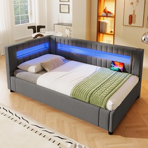 BENMWS Schlafsofa,90x200cm,Daybett,Tagesbett,LED-Lichtleiste mit Fernbedienung am Ende des Bettes,hydraulische Lagerung,ohne Matratze,USB + Type-C,Leinen,Grau BENMWS Schlafsofa,90x200cm,Daybett,Tagesbett,LED-Lichtleiste mit Fernbedienung am Ende des Bettes,hydraulische Lagerung,ohne Matratze,USB + Type-C,Leinen,Grau von BENMWS