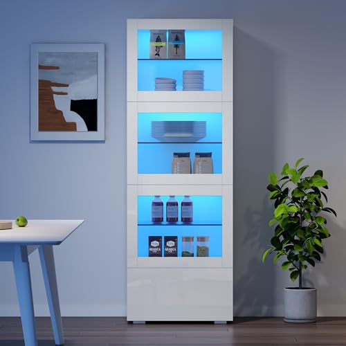 BENMWS Vitrine 60x40x173cm,Schrank aus Acryl,Hochglanz Lagerschrank,3 Glasboden Highboard,Wohnzimmerschrank,Aufbewahrungsschrank,Hochschrank,Sofaschrank,Weiß BENMWS Vitrine 60x40x173cm,Schrank aus Acryl,Hochglanz Lagerschrank,3 Glasboden Highboard,Wohnzimmerschrank,Aufbewahrungsschrank,Hochschrank,Sofaschrank,Weiß von BENMWS
