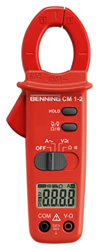 Benning CM 1-2 Digital- Stromzangen-Multimeter (Anzeige digital, Strommessbereich/AC 0.1 A - 400 A, 3 ½-stellige LCD-Anzeige (2000 Punkte, Zangenöffnung 30 mm, Durchgangsprüfung 20 Ohm) 44062 von BENNING