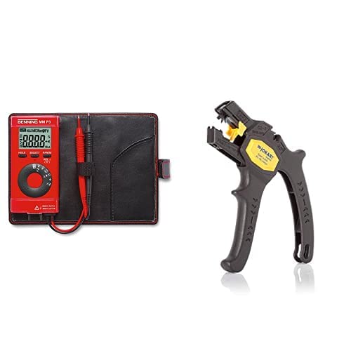 BENNING 044084 MM P3 Digital-Multimeter im Pocketformat & JOKARI 20050 Abisolierzange Super 4 plus, Schwarz, 1 Stück von BENNING