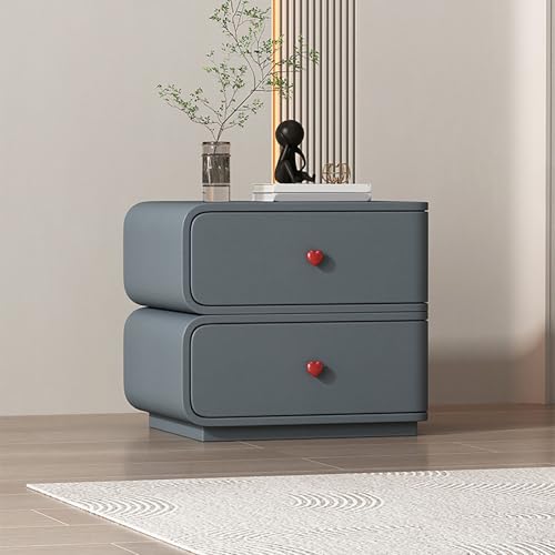 Schlichter, Modischer Nachttisch Aus Holz, Nachttisch Fürs Schlafzimmer, Nachttisch Mit Lederoberfläche Und 2 Schubladen, Geräuschloser Nachttisch Mit Großer Kapazität 11(1),40 * 50 * 48CM von BENSIMPB