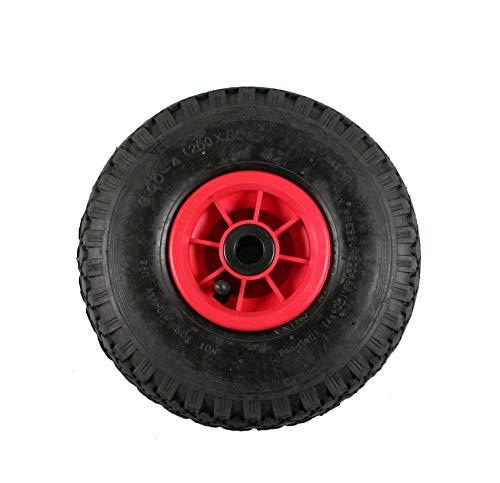 1x Sackkarrenrad 3.00-4 260x85 Bollerwagenrad Ersatzrad Luftbereift, rote Felge von Benson Tools