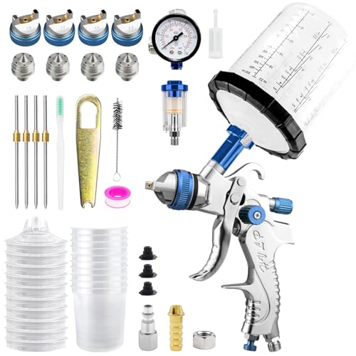 HVLP Spritzpistole, Spritzpistole-Kit mit 10 Stück 650ML Einwegbechern Spritzpistole Cups Lackierpistole Spritzpistole 4 Düsen 1,4mm 1,7mm 2,0mm 2,5mm Druckluft Spritzpistole Sprühpistole HVLP Spritzpistole, Spritzpistole-Kit mit 10 Stück 650ML Einwegbechern Spritzpistole Cups Lackierpistole Spritzpistole 4 Düsen 1,4mm 1,7mm 2,0mm 2,5mm Druckluft Spritzpistole Sprühpistole von BENTOHKLE