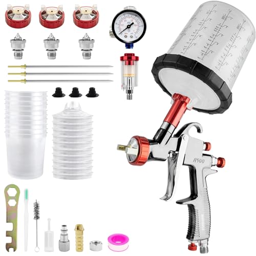 LVLP Luftspritzpistole Spritzpistole Lackierpistole mit 10 Stück 650ML Einwegbechern Spritzpistole Cups 3 Düse 1,3/1,5/1,7 mm und Luftregler Farbsprühsystem für Autos und Haus DIY LVLP Luftspritzpistole Spritzpistole Lackierpistole mit 10 Stück 650ML Einwegbechern Spritzpistole Cups 3 Düse 1,3/1,5/1,7 mm und Luftregler Farbsprühsystem für Autos und Haus DIY von BENTOHKLE