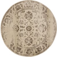 Basic Teppich Suki - Creme/Braun 160 cm Rund - Kunstfaser - Rund & im Style: Vintage, Orient Style - Pflegeleicht für Wohnzimmer Schlafzimmer - Benuta von BENUTA